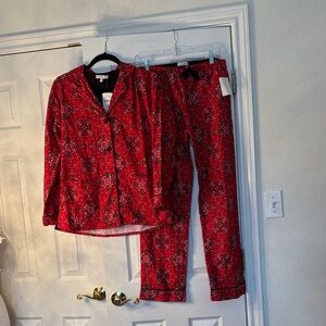 Red Patterned Pajama Set